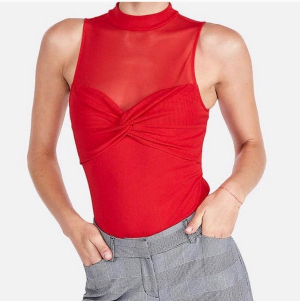 Express One Eleven Mesh Mock Neck Bodysuit